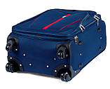 Валіза тканинна WINGS 1706 середня 65 см темно-синя 4 колеса, фото 3