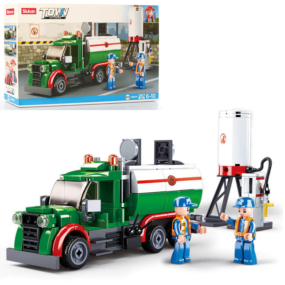 Конструктор бензовоз, заправка, фігурки, 267 деталей SLUBAN M38-B0878, фото 1