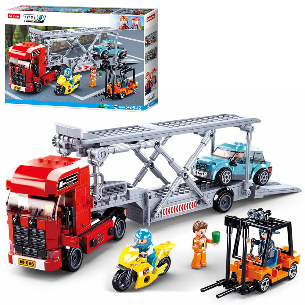 Конструктор трейлер, транспорт, фігурки, 542 деталі SLUBAN M38-B0880, фото 1