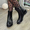 Черевики чорні жіночі шкіряні на низькому ходу, фото 3