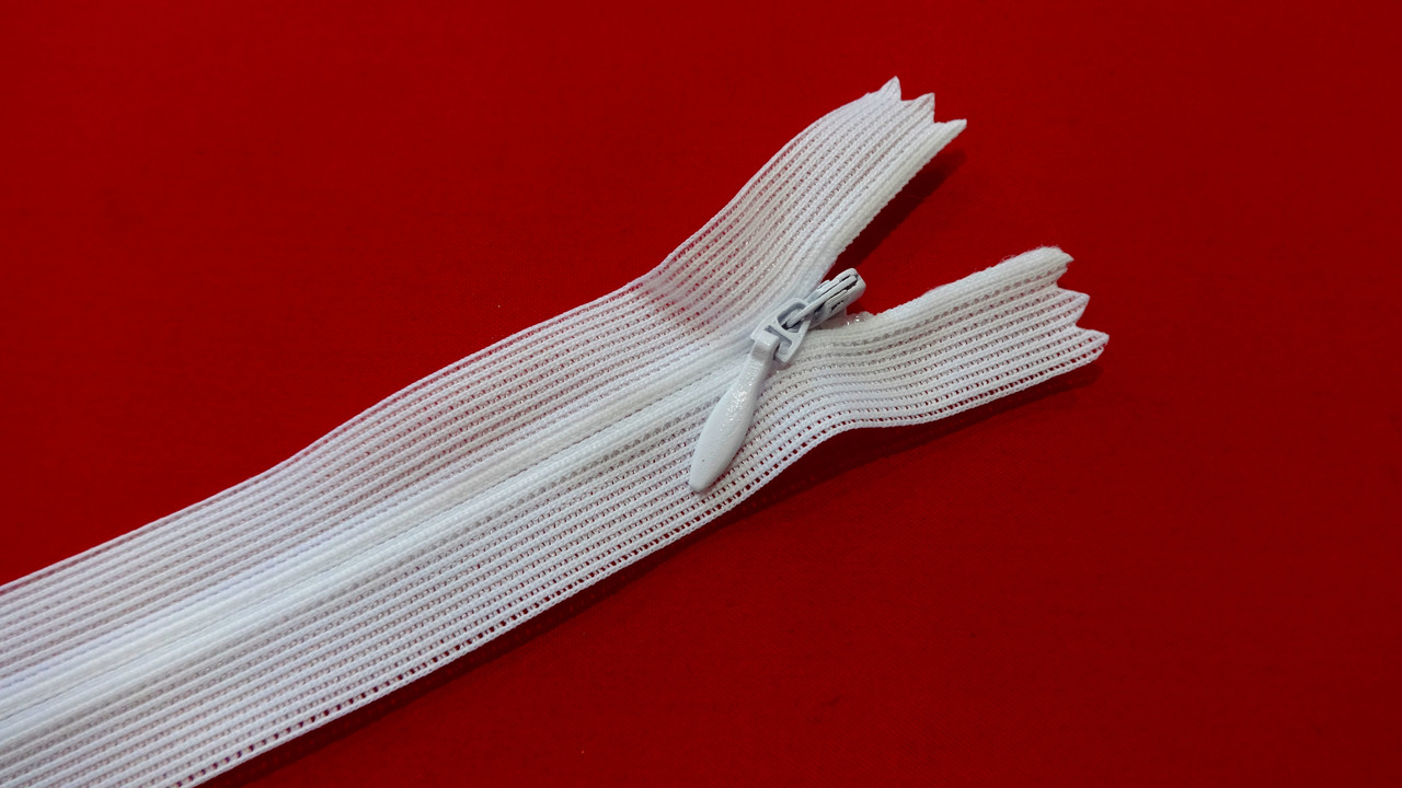 Блискавка потайна No3 нейлон 25 см біла, фото 1