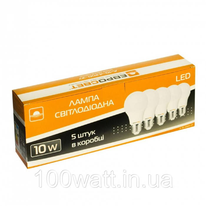 Лампа LED E27 А60 220v 4200K 10W набір із 5 штук STS965
