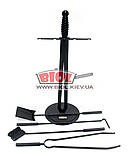 Киманний кований набір у формі меча 5 предметів (підставка, корчга, щипці, совок, щітка) FM-0046, фото 2