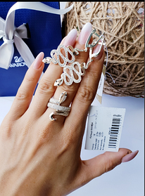 Комплект зі срібла 925 проби із золотими вставками 375 проби Змія