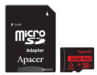 Картка пам'яті microSDHC 32GB APACER (UHS-1) CLASS 10 R85MB/S (ADAPTER SD)