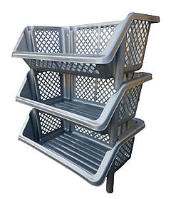 Етажерка універсальна на 3 секції сіра (ПолімерАгро) 60*38*68 см