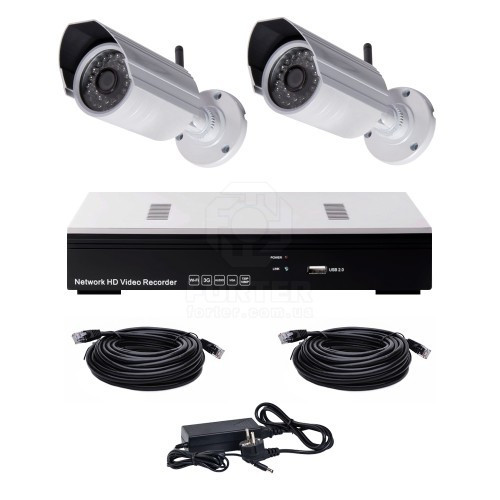 Комплект — відеореєстратор і 2 вуличні IP-камери з ІЧ-підсвіткою CoVi Security NVK-2003 WI-FI MINI KIT