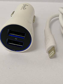 Автомобільний зарядний пристрій Avantis А902C+USB кабель iPhone (2.4 A)