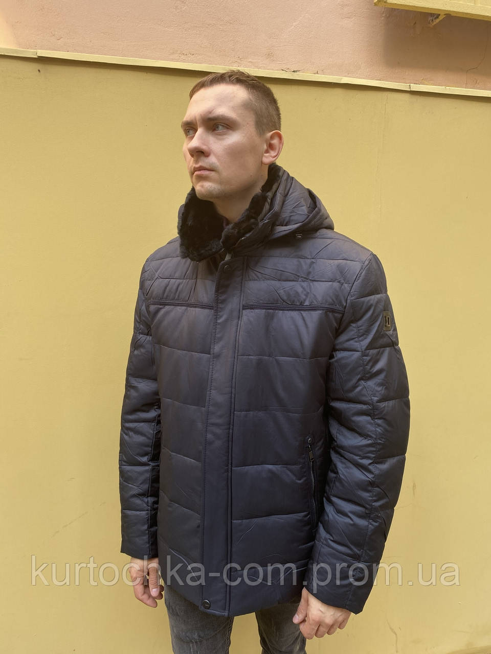 Куртка Пиджак Пуховик Пальто Классика Зимняя Мужская с Мехом Длинная ...