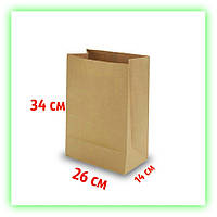 Бумажные Крафт-пакеты без ручек бурые 260х140х340 (50 ШТ В УП.)