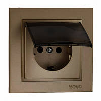 Розетка з заземленням і кришкою , Mono Electric, DESPINA (бронза)