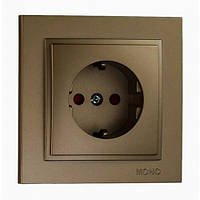 Розетка 1-а з заземлений., та захистом для дітей, Mono Electric, DESPINA (бронза)