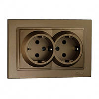 Розетка 2-а з заземлення, Mono Electric, DESPINA (бронза)