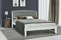 Двоспальне ліжко дерев'яне з м'яким узголів'ям Вірджинія 160 Мікс меблі , колір горіх / темний горіх / білий