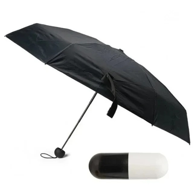 Распродажа! Компактный зонтик в капсуле-футляре Черный, маленький зонт в капсуле для детей с доставкой (GK) - фото 1 - id-p1270122033