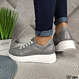 Жіночі шкіряні кросівки сірі Натуральна шкіра Осінні Весняні Розміри 36 - 41 Під замовлення, фото 4