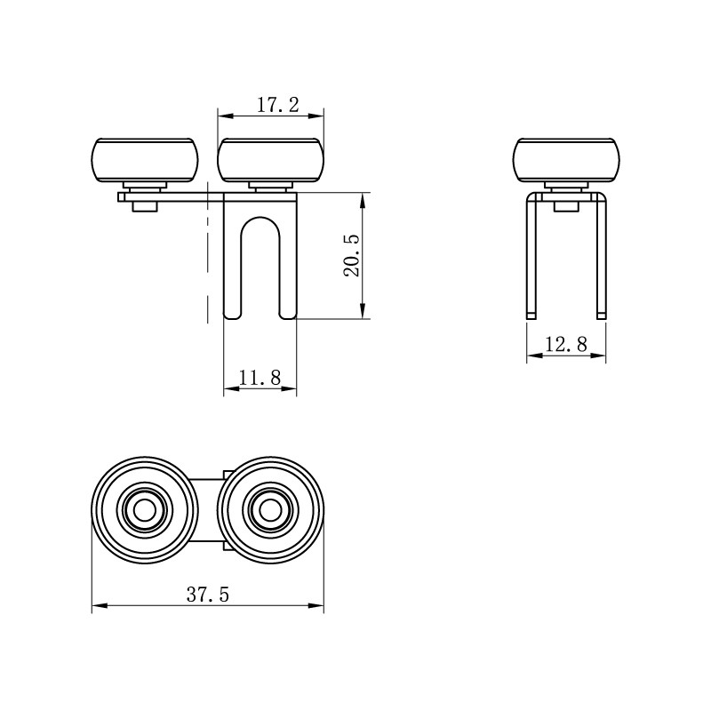 Комплект роликов, мебельный ролик Sigma для шкафа купе для раздвижных систем открытого профиля колёсики для - фото 3 - id-p1270108689