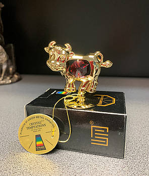 Статуетка Бика з червоними кристалами Сваровскі AR- 66. Символ 2021 року