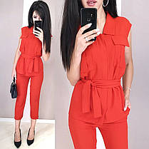 Стильний костюм із поясом кофта без рукавів і штани укорочені, фото 5