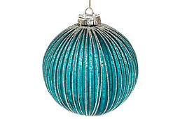 Ялинковий шар 10 см рельєфної форми з декором з гліттер 8 шт.