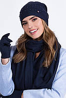 Женская шерстяная шапка Рена(Rena) ТМ Kamea, размер 56-59, цвет темно-синий