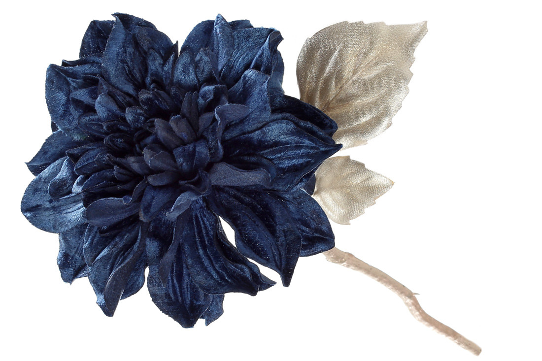 Декоративний квітка Оксамитовий Півонія на короткій ніжці, 30см, колір - глибокий синій, фото 1