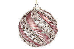 Ялинковий шар с рельефом и декором из глиттера 10см, 4шт