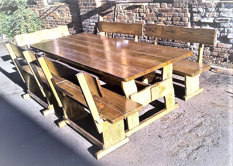 Садовая мебель из массива дерева 1600х800 от производителя для дачи, кафе, комплект Furniture set - 37 - фото 4 - id-p1270198588