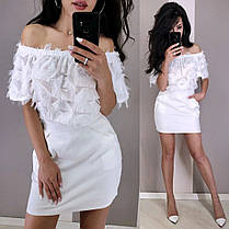 Костюм топ із відкритими плечима війочка та спідниця міні з кишенями, фото 4