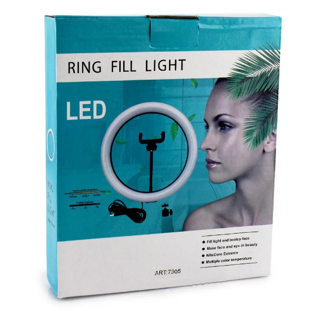 Лампа кольцевая светодиодная USB Ring Light 7305, 26 см - фото 3 - id-p1270213472