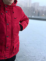 Парка мужская зимняя Nike Найк до - 30*С красная Куртка теплая спортивная пуховик