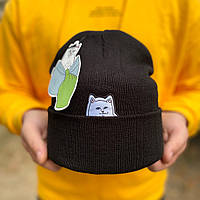 Шапка черная RipNDip логотип вышит | Борзый Кот