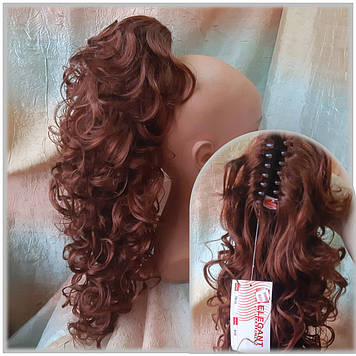 Хвіст шиньйон кучерявий на крабі яскраво-мідний T88 -130