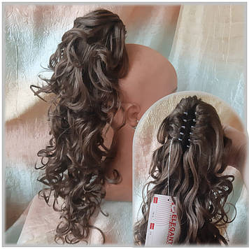 Хвіст шиньйон довгий кучерявий на крабі русявий Т88+20-10