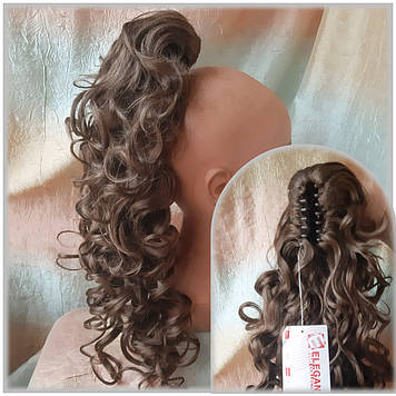 Хвіст шиньйон кучерявий на крабі світло-русий Т88-12 ELEGANT