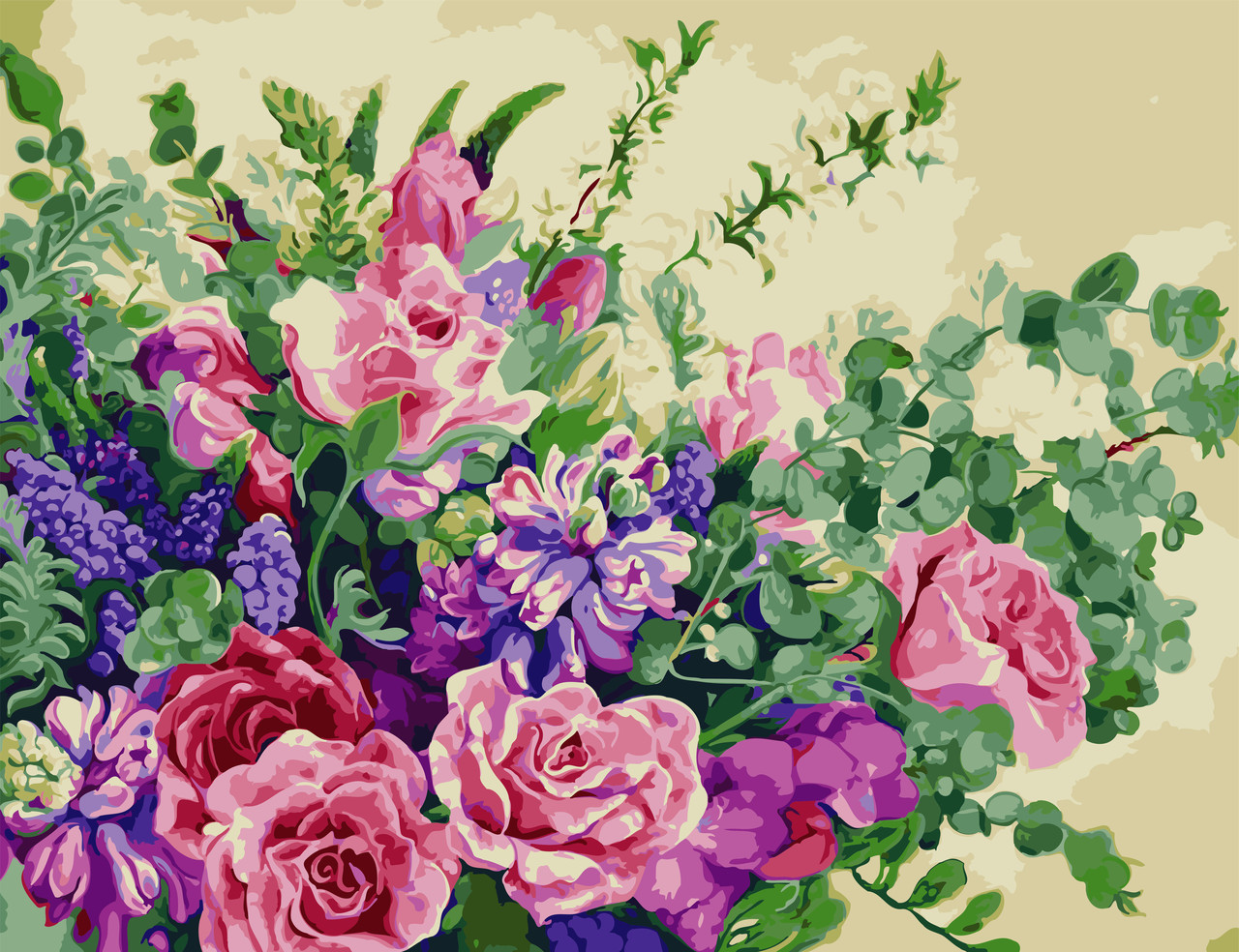 Художній творчий набір, картина за номерами Різнокольорові троянди, 65x50 см, «Art Story» (AS0815)