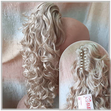 Хвіст шиньйон кучерявий на крабі перлиний блонд T88+20-122 ELEGANT