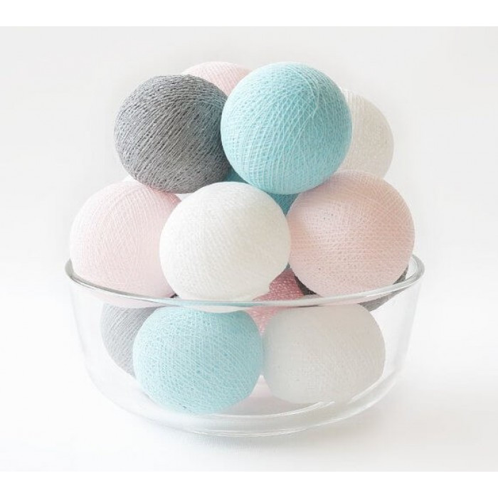 Гірлянда з нитяних кульок CBL Grey Pastel 20 шт, 3.7 м, фото 1