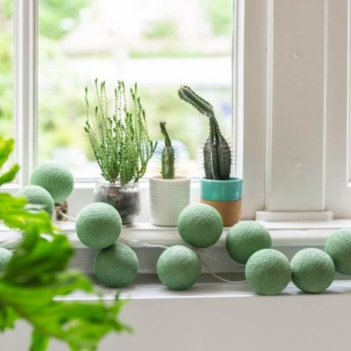 Тайська гірлянда кульки-ліхтарики CBL Sage Green 20 шт, 3.7 м, фото 1