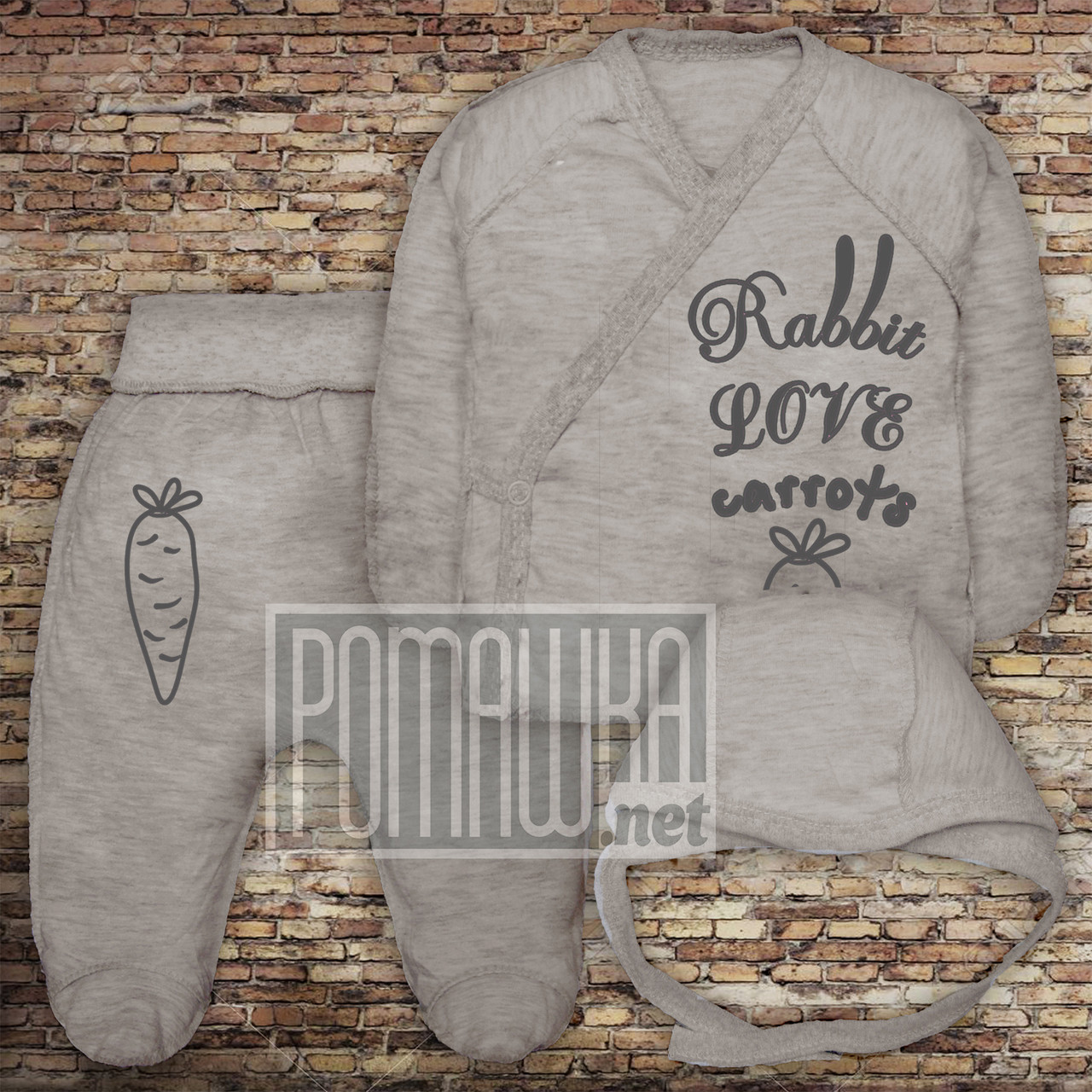 56 0-1 місяць зимовий теплий комплект костюмчик на виписку для новонароджених з флісом начосом ФУТЕР 3915 СР