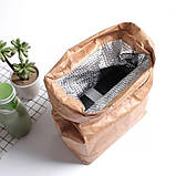 Стильний ланч бег, термосумка, сумка для ланчів eco Kraft (крафт папір), фото 4