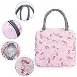 Набір для їжі з собою Ланч Бокс Еко 900 мл рожевий і термосумка Єдиноріг, фото 3