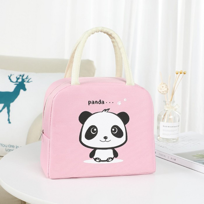 Сумка для ланчу (ланч бег) на блискавці Panda, рожева, фото 1
