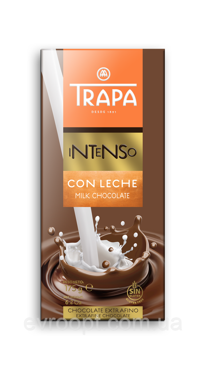 Шоколад 175г TRAPA INTENSO молочний, 17шт/ящ