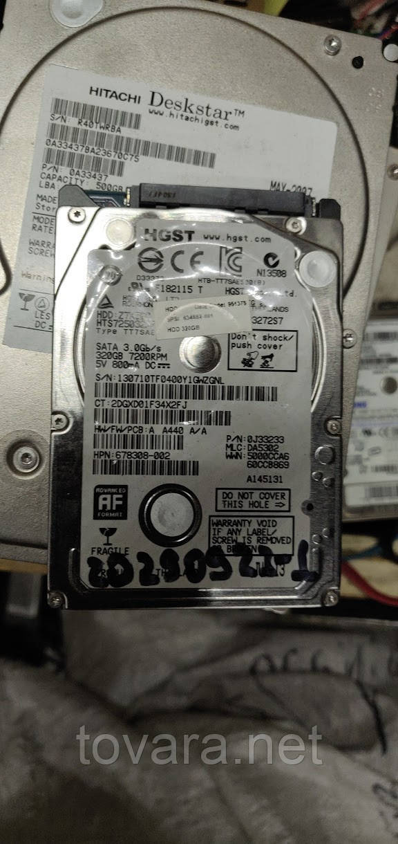 Жорсткий диск для ноутбука 320 Gb/Гб HGST Travelstar Z7K500 HTS725032A7E630 2.5 SATA3 No 20290923