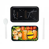Ланч бокс bento Black Marble, 1200 мл - чорний, фото 3
