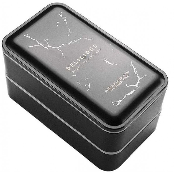 Ланч бокс bento Black Marble, 1200 мл - чорний