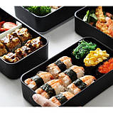 Ланч бокс bento Black Marble, 1200 мл - чорний, фото 6