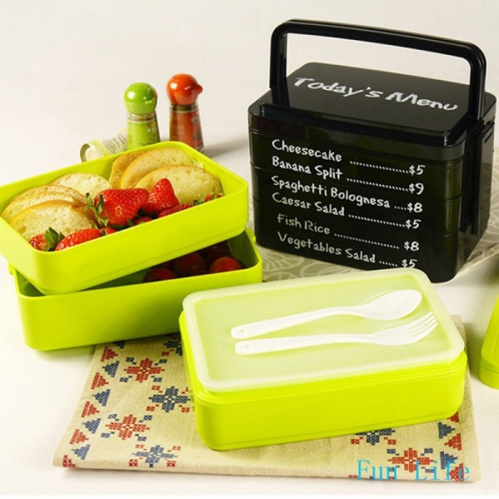 Ланч бокс Homomade Food зелений, 3 яруса, 2 л