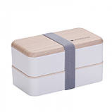Ланч-бокс bento з бамбуковою кришкою, 1200 мл - білий, фото 3
